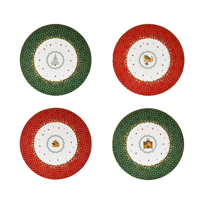 Bernardaud Noel Gift Box Assorted Dessert Plates, Set of 4