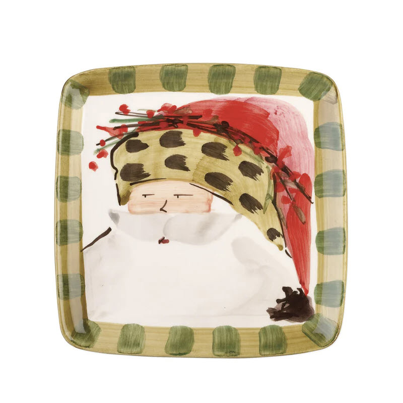 Vietri Old St. Nick with Animal Hat Square Salad Plate