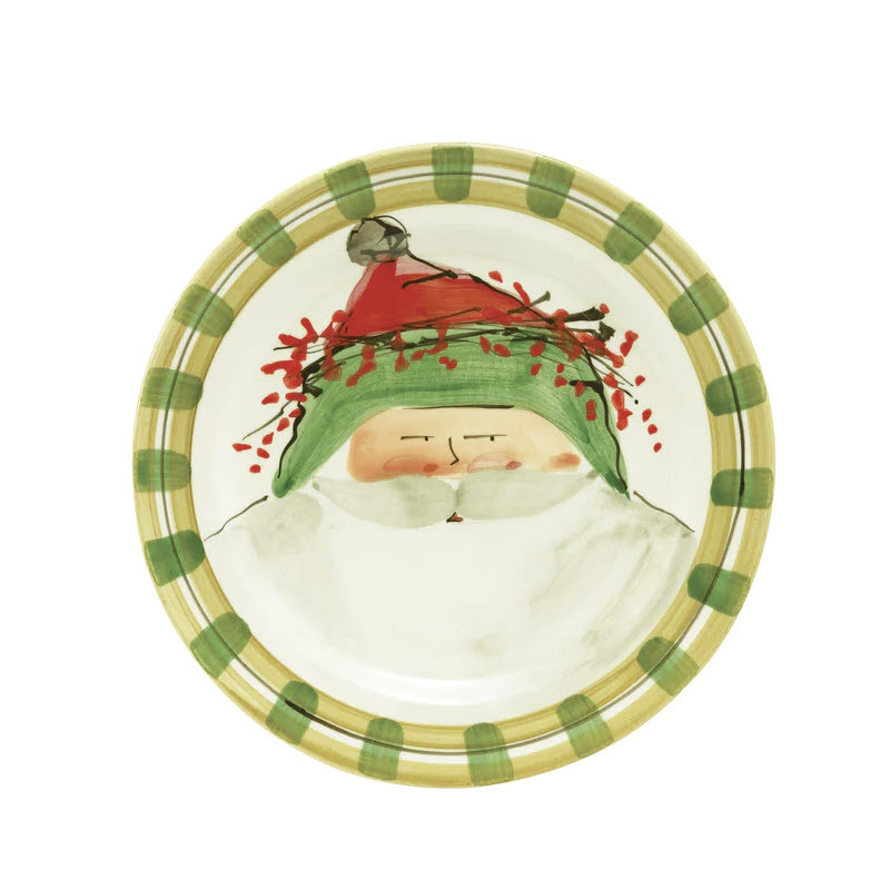 Vietri Old St. Nick with Green Hat Round Salad Plate