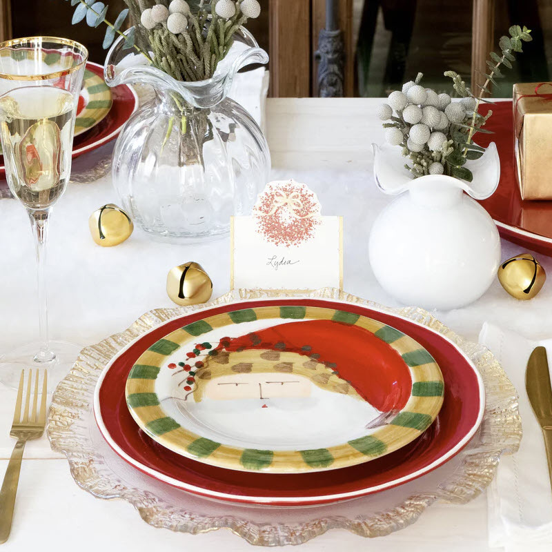 Vietri Old St. Nick with Animal Hat Round Salad Plate