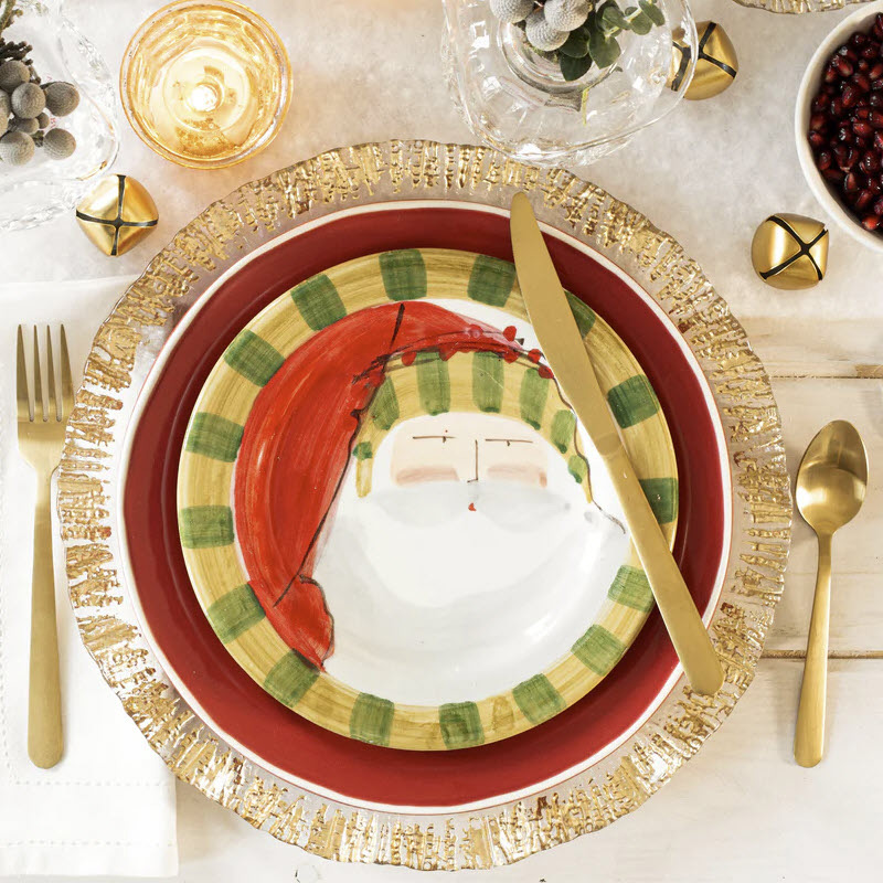 Vietri Old St. Nick with Striped Hat Round Salad Plate