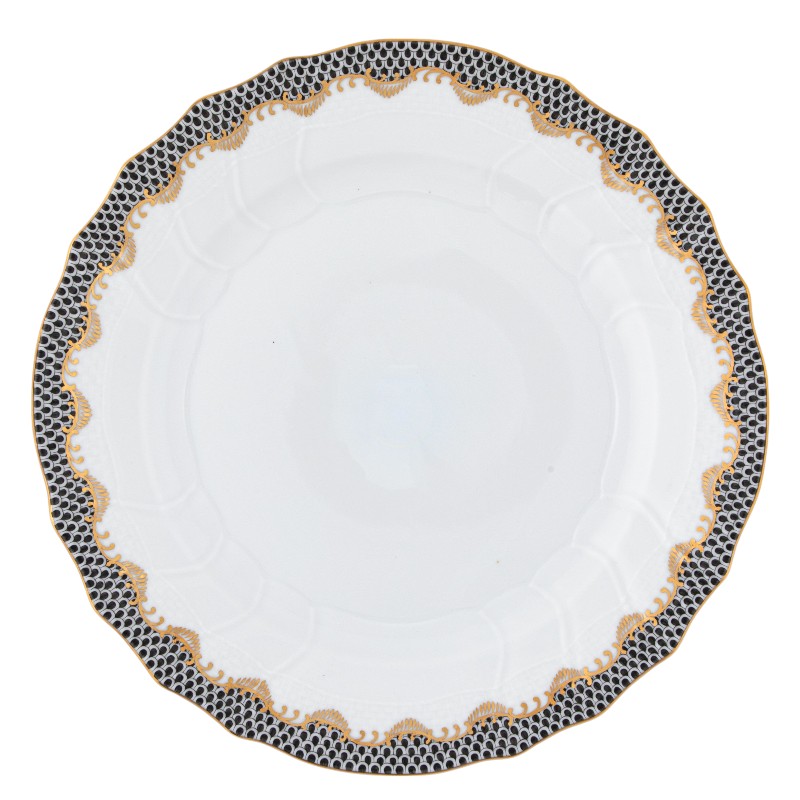 Herend FISH Scale Dinner Plate, Black