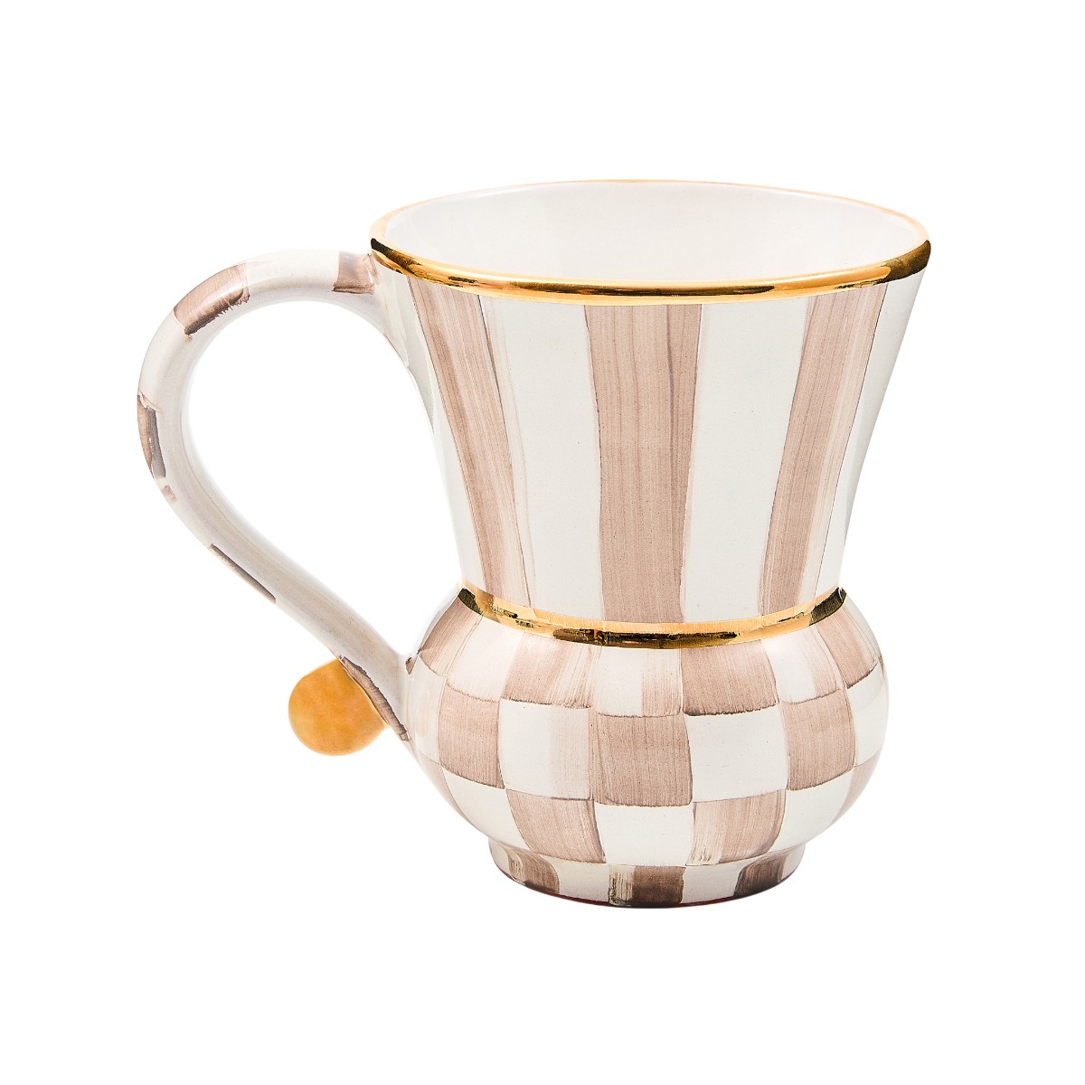 MacKenzie-Childs Ceramic Mug, Mocha Check