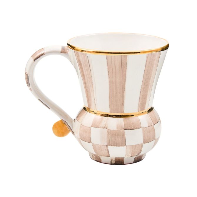 MacKenzie-Childs Ceramic Mug, Mocha Check