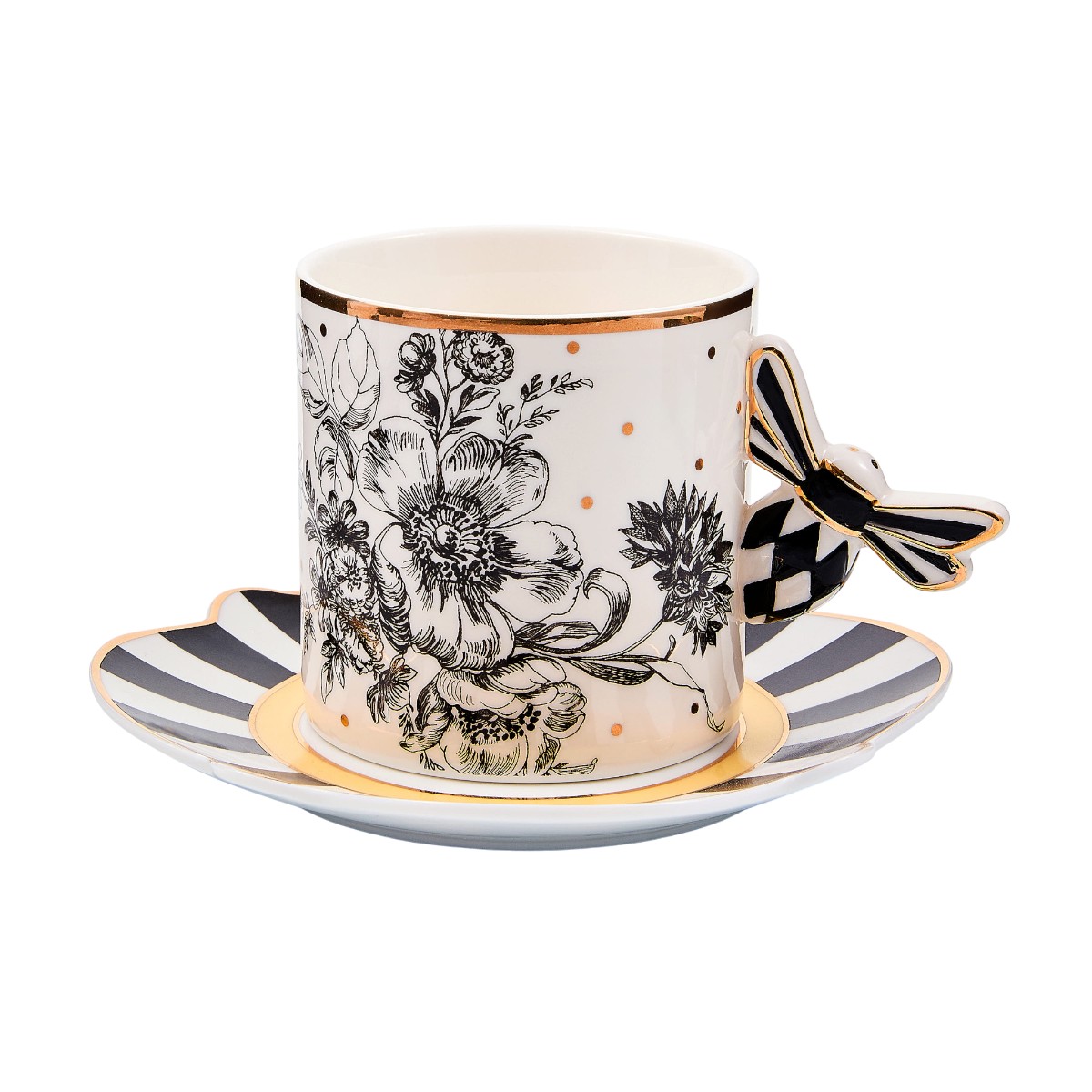 MacKenzie-Childs Bee Toile Tea Cup and Saucer