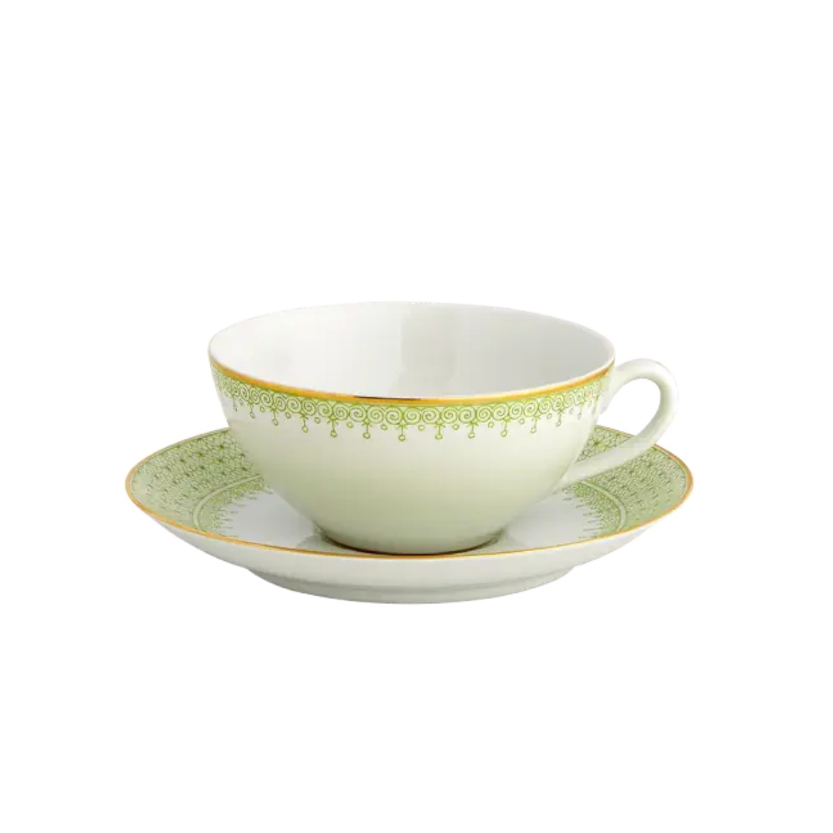 Mottahedeh  Apple Green Lace Coup Cup and Saucer