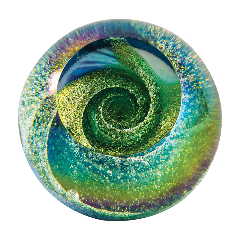 Glass Eye Studio Fireball Emerald Sky Paperweight
