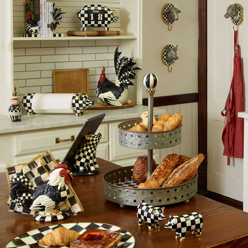 MacKenzie-Childs Courtly Check Rooster Book Ends