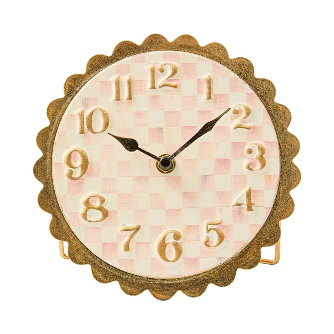 MacKenzie-Childs Scalloped Clock, Rosy Check