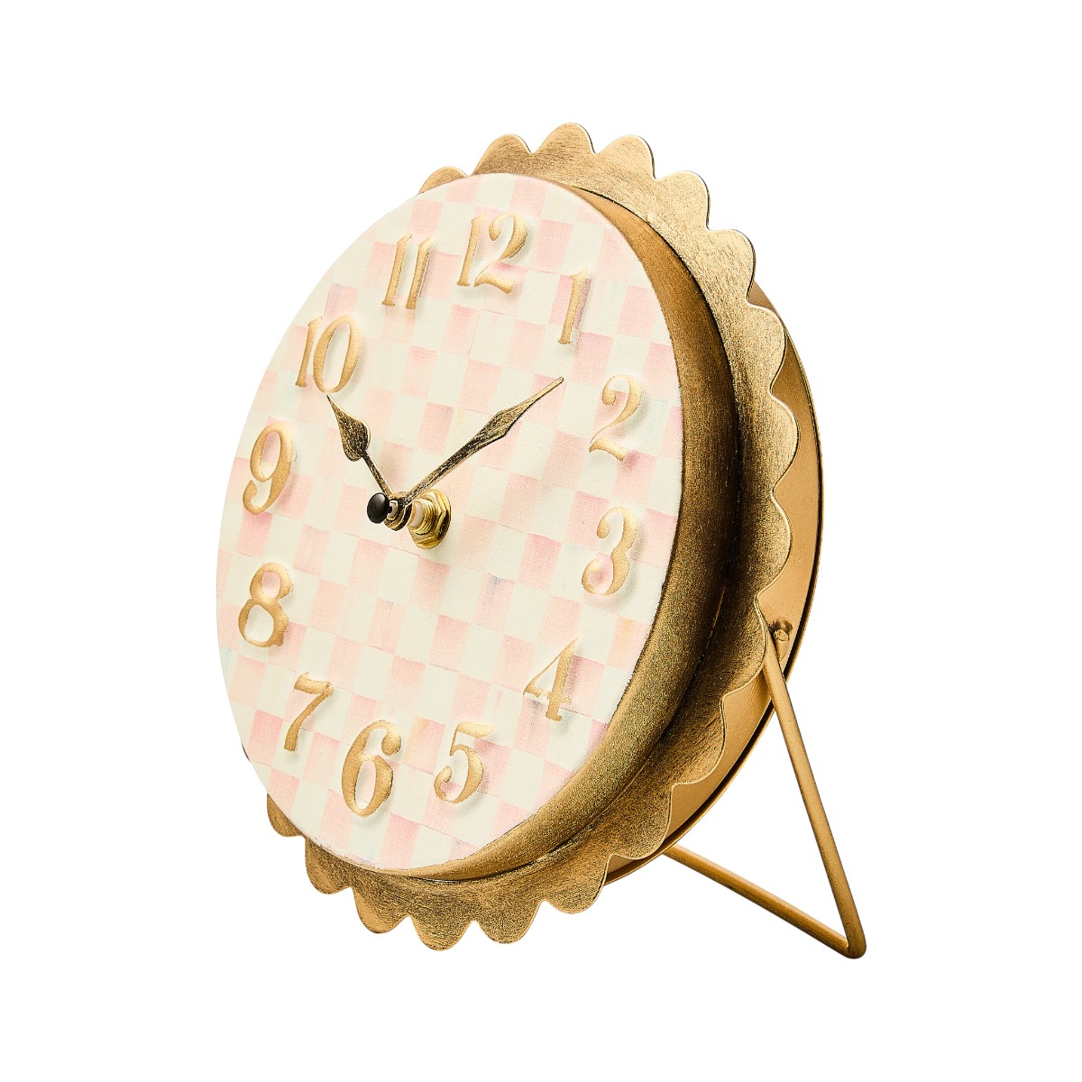 MacKenzie-Childs Scalloped Clock, Rosy Check
