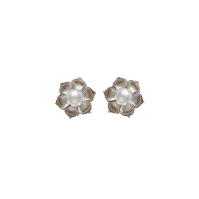 Spartina 449 Sea La Vie Bloom / Magnolia Flower Silver Stud Earrings