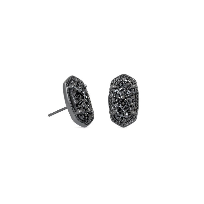 Kendra Scott Ellie Gunmetal Stud Earrings in Black Drusy