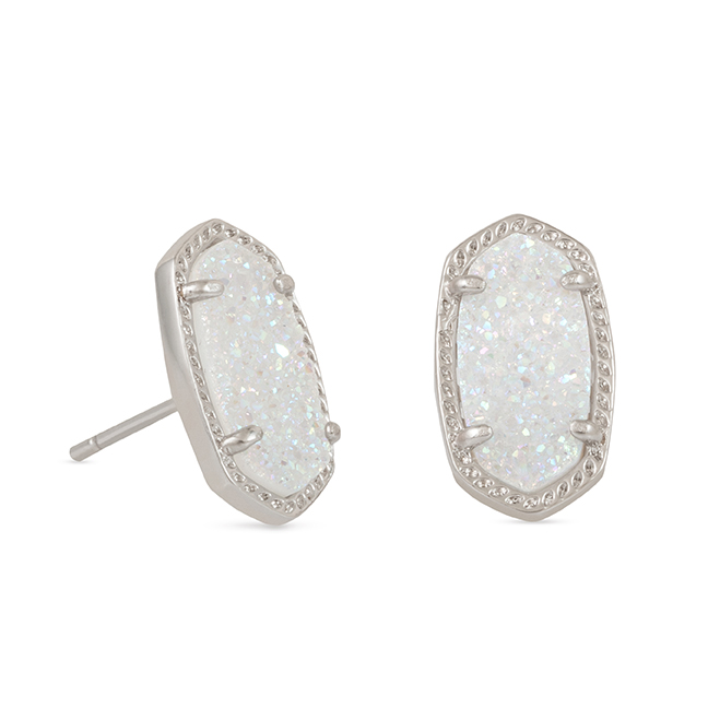 Kendra Scott Ellie Silver Stud Earrings in Iridescent Drusy