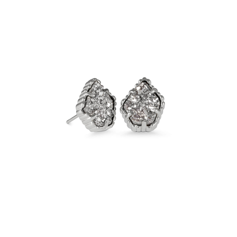 Kendra Scott Tessa Silver Stud Earrings in Platinum Drusy Borsheims