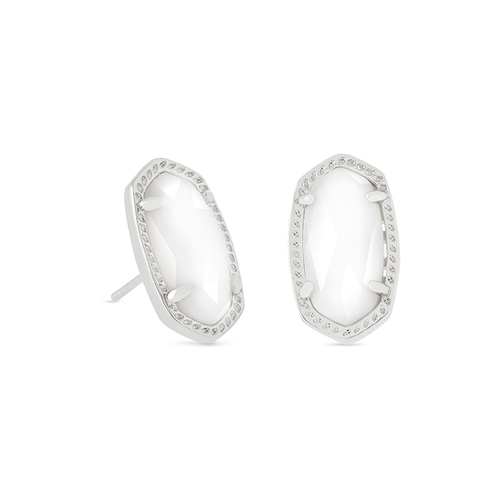 Kendra Scott Ellie Silver Stud Earrings in White Pearl Borsheims