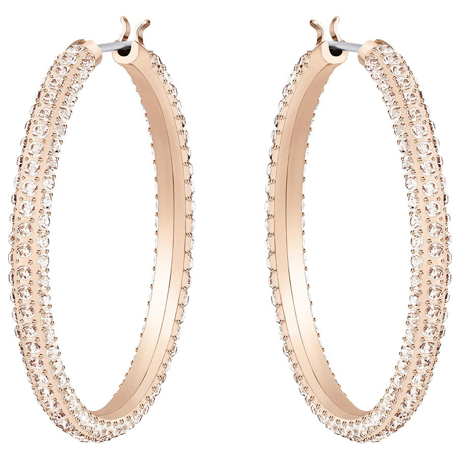 Swarovski Stone Hoop Pierced Earrings, Pink