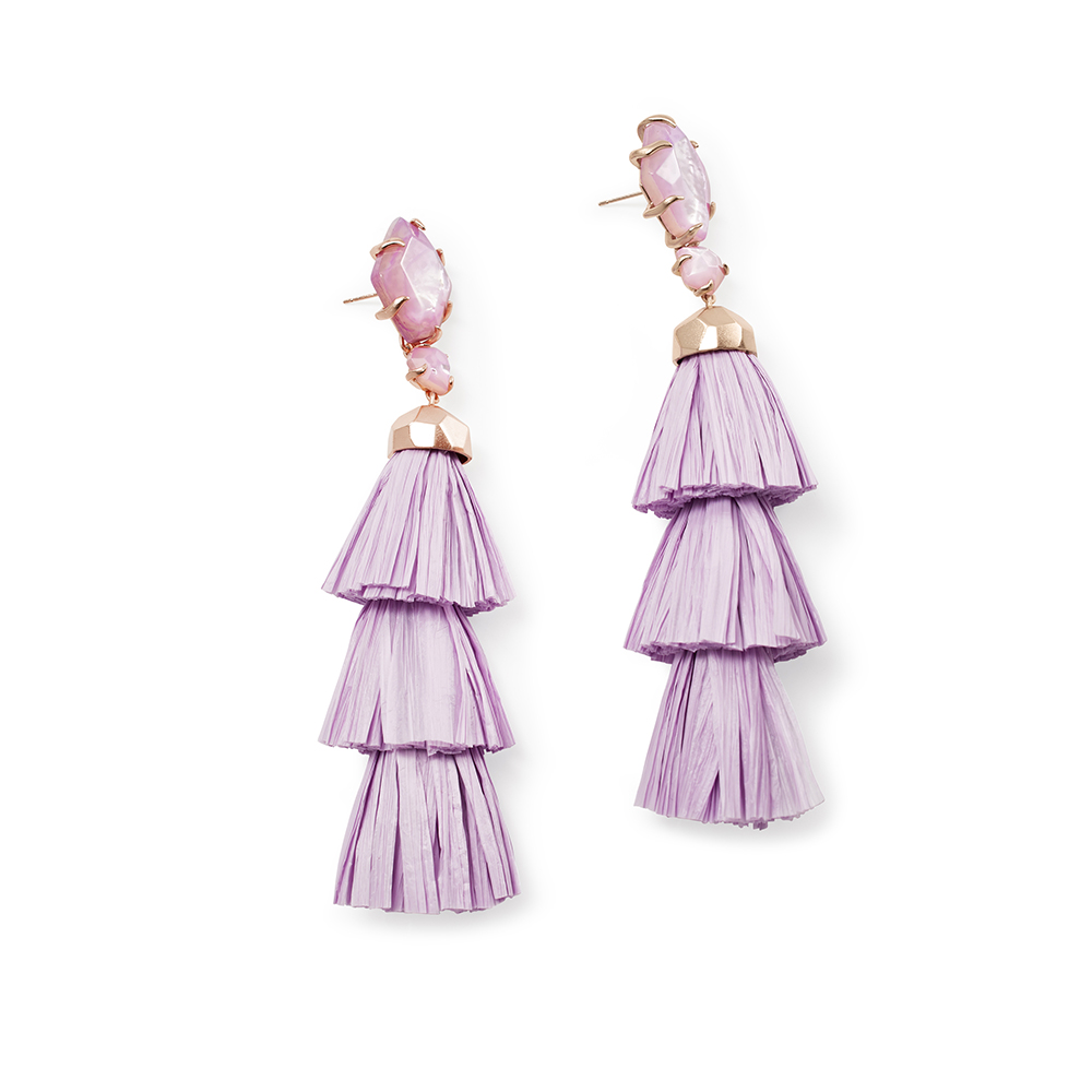 Kendra Scott Denise Rose Gold Statement Earrings in Lilac Mother Of Pearl