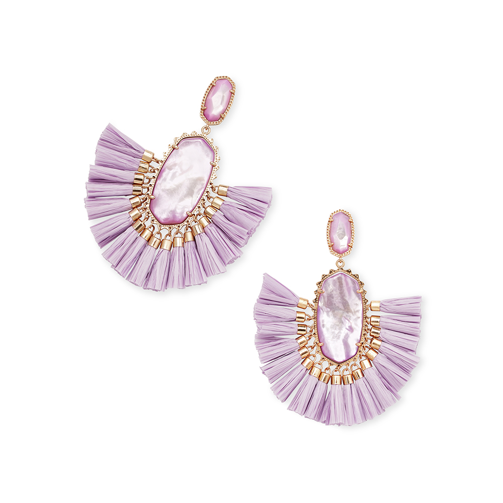 Kendra Scott Cristina Rose Gold Statement Earrings in Lilac Mother Of Pearl