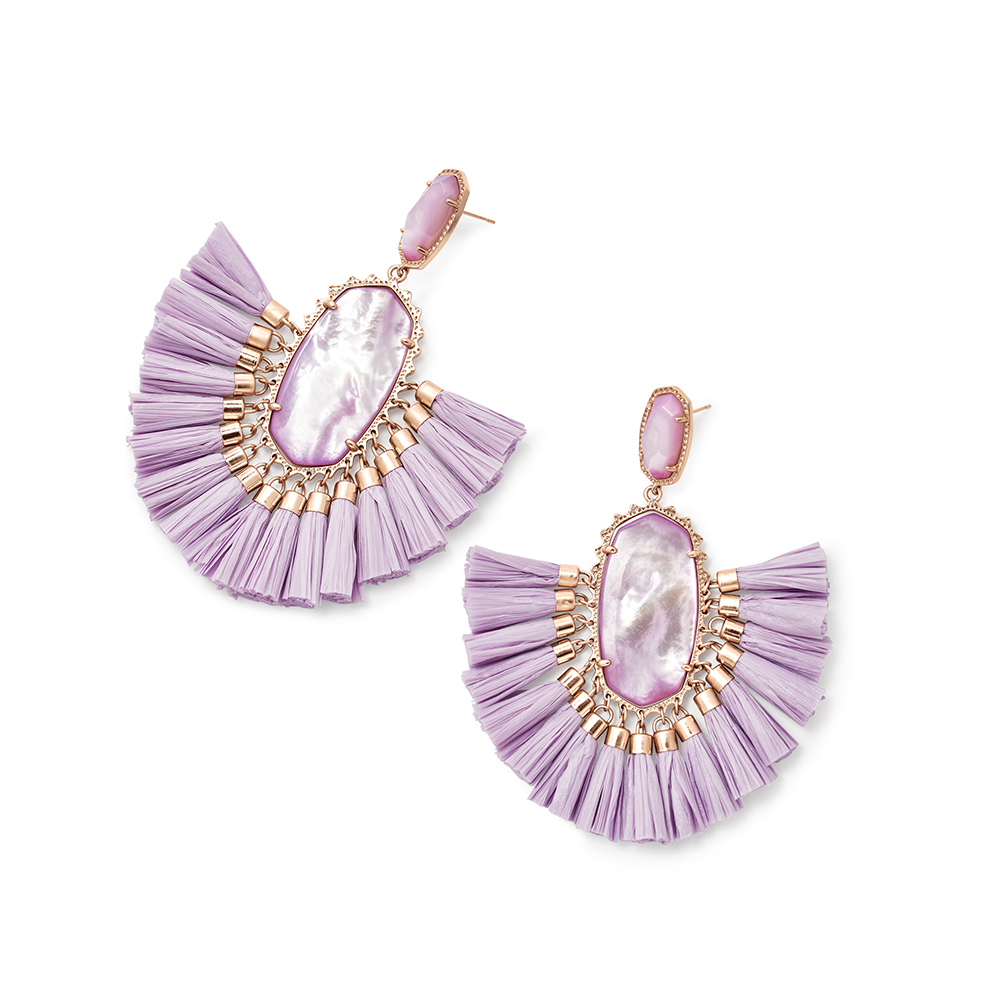 Kendra Scott Cristina Rose Gold Statement Earrings in Lilac Mother Of Pearl