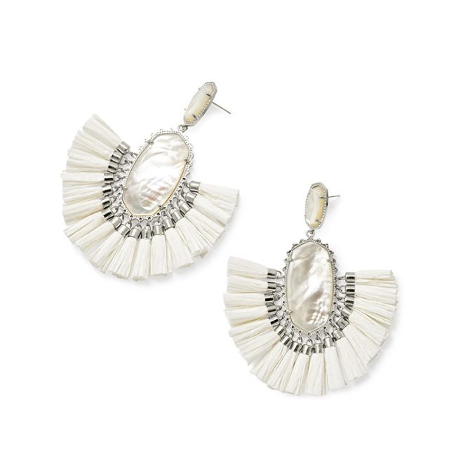 Kendra Scott Cristina Silver Statement Earrings in Ivory Mother Of Pearl