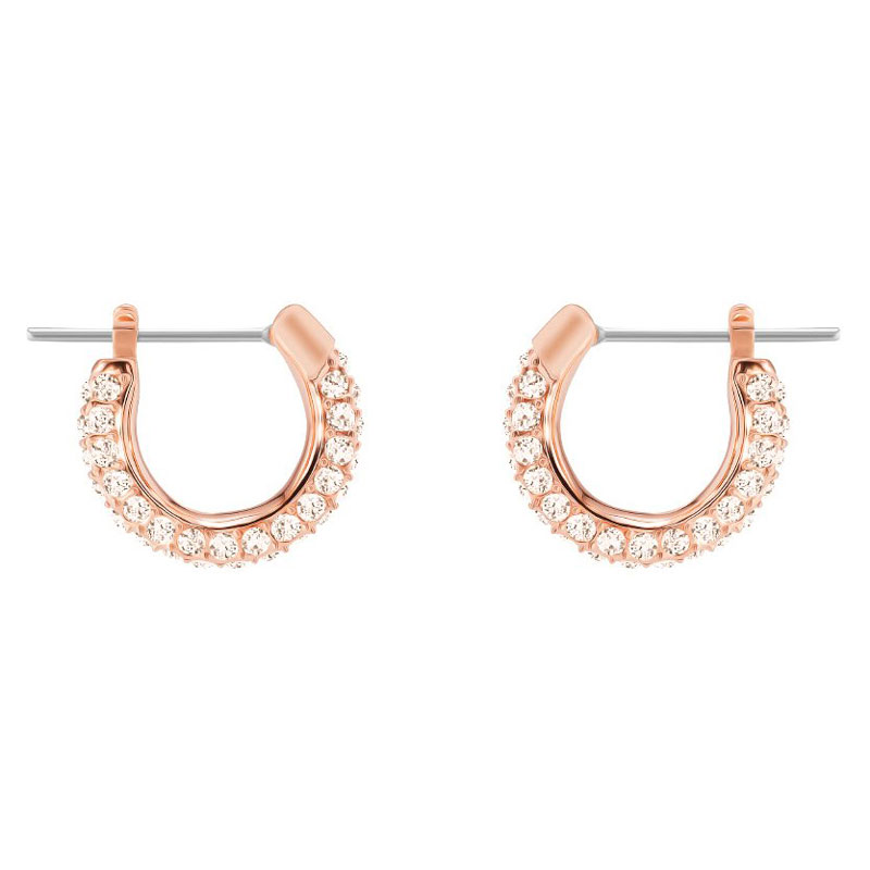 Swarovski Stone Small Pierced Earrings, Rose Gold Plating
