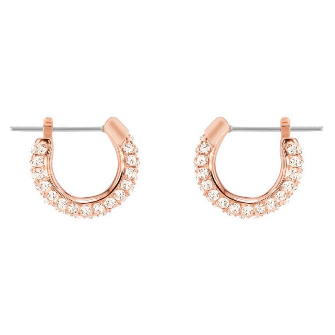 Swarovski Stone Small Pierced Earrings, Rose Gold Plating