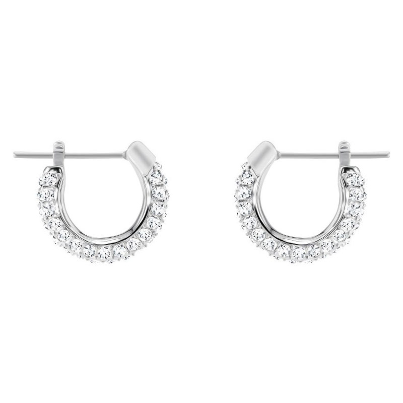 Swarovski Stone Small Pierced Earrings, Rhodium Plating