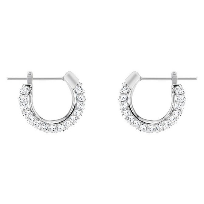 Swarovski Stone Small Pierced Earrings, Rhodium Plating