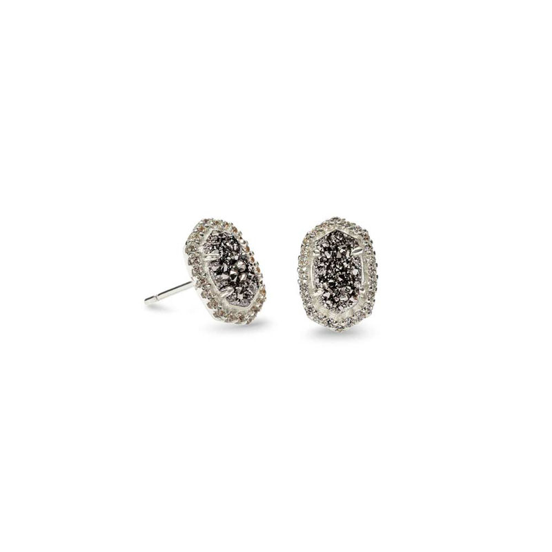 Kendra Scott Cade Silver Stud Earrings in Platinum Drusy Borsheims