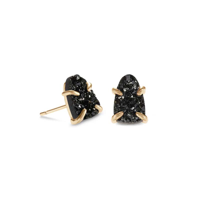 Kendra Scott Harriett Gold Stud Earrings in Black Drusy Borsheims