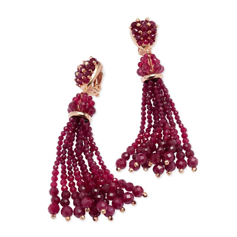 Kendra Scott Cecily Rose Gold Clip On Statement Earrings in Maroon Jade