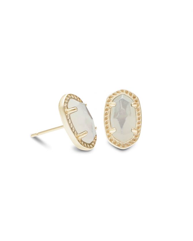Kendra Scott Emery Gold Stud Earrings in Ivory Mother of Pearl