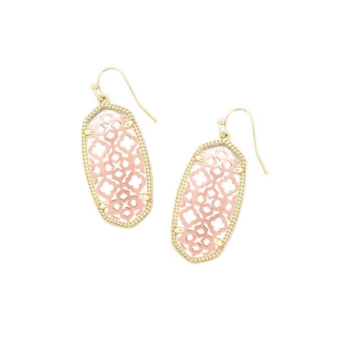 Kendra Scott Elle Gold Drop Earrings in Rose Gold Filigree Mix