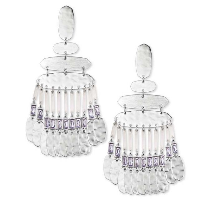Kendra Scott Nicola Silver Tone Statement Earrings in Lilac