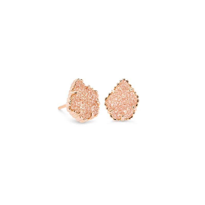 Kendra Scott Tessa Rose Gold Tone Stud Earrings in Sand Drusy