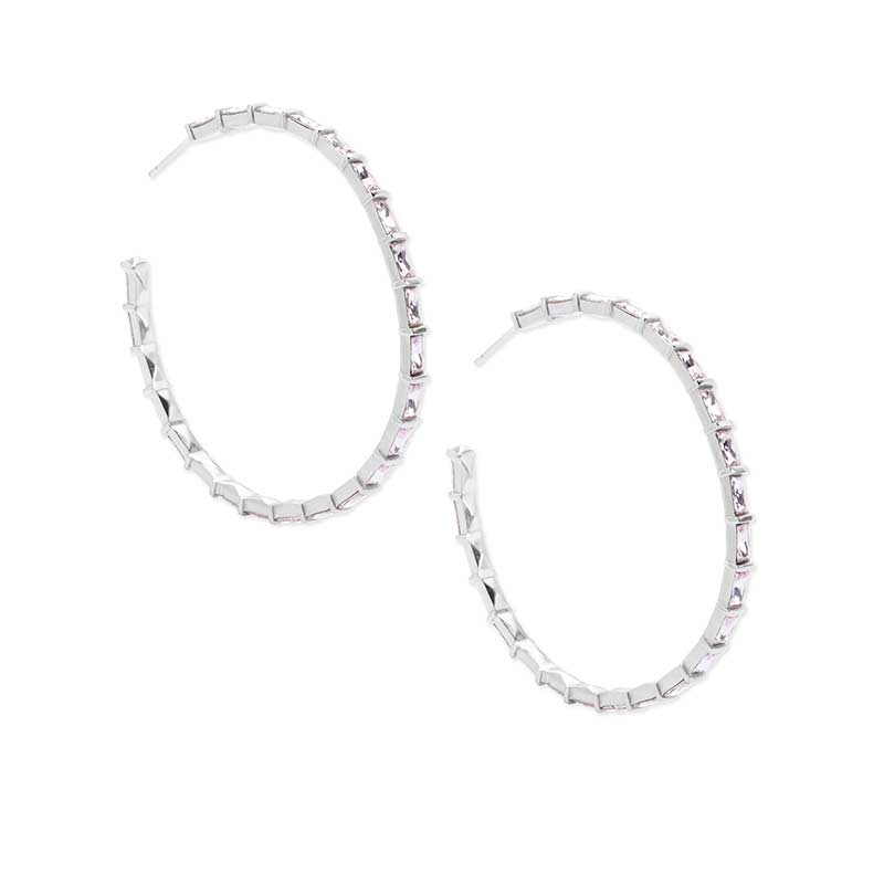 Kendra Scott Thora Silver Hoop Earrings in Lilac Crystal 4217700806
