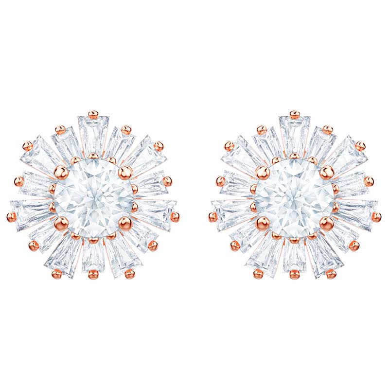 Swarovski Sunshine Rose Gold Flower Stud Earrings