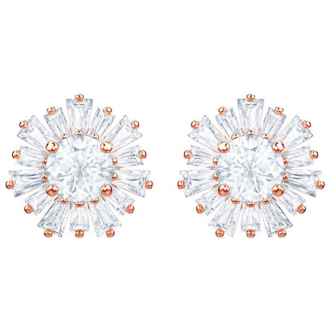 Swarovski Sunshine Rose Gold Flower Stud Earrings