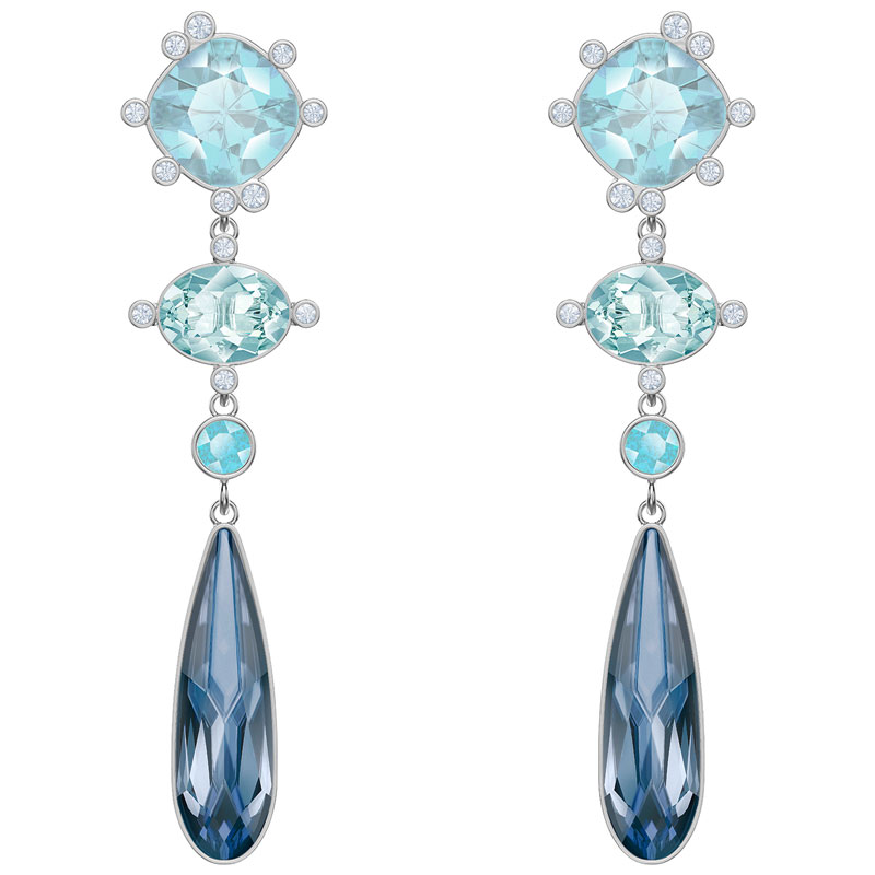 Swarovski Olive Drop Earrings Multicolored Crystal Rhodium Plating Borsheims - Multicolor Blue Chandelier Earrings Swarovski Olive Drop Earrings Multicolored Crystal Rhodium Plating Borsheims - Multicolor Blue Chandelier Earrings