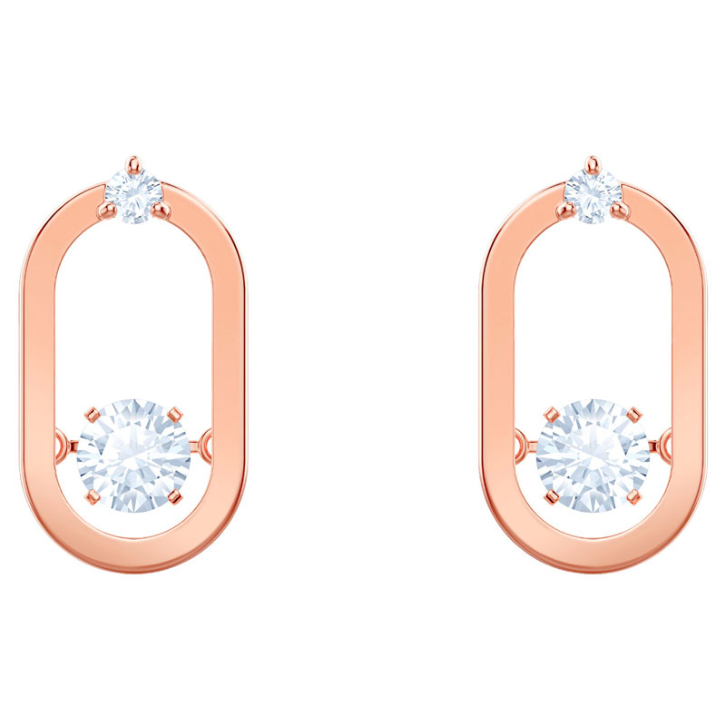 Swarovski North Pierced Earrings, White Crystal with Rose Gold Plating