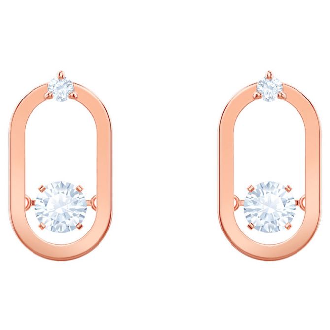 Swarovski North Pierced Earrings, White Crystal with Rose Gold Plating