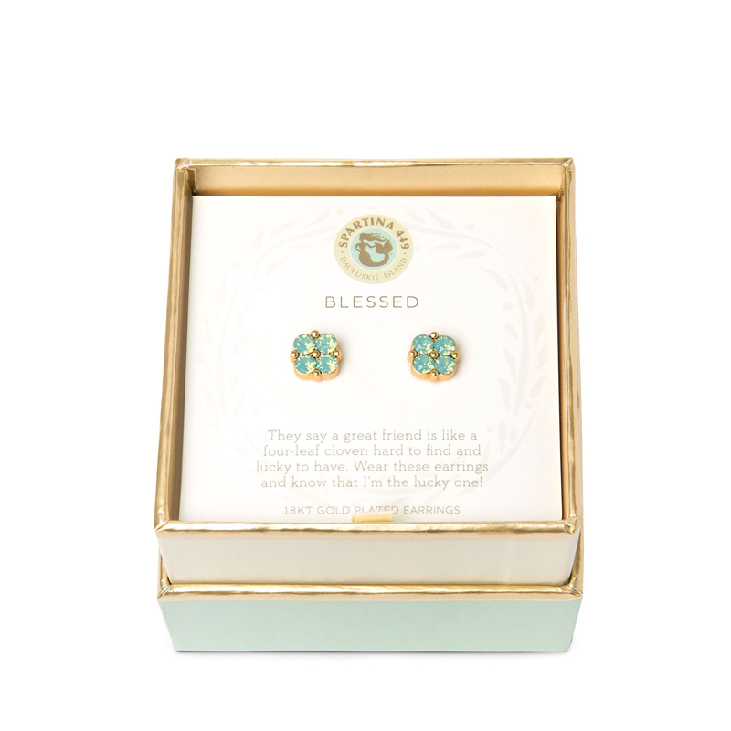 Spartina 449 Sea La Vie Sea Foam Clover Stud Earrings