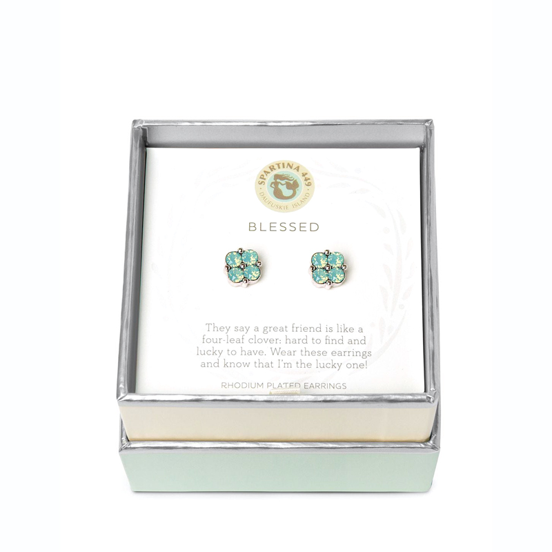 Spartina 449 Sea La Vie Sea Foam Clover Stud Earrings