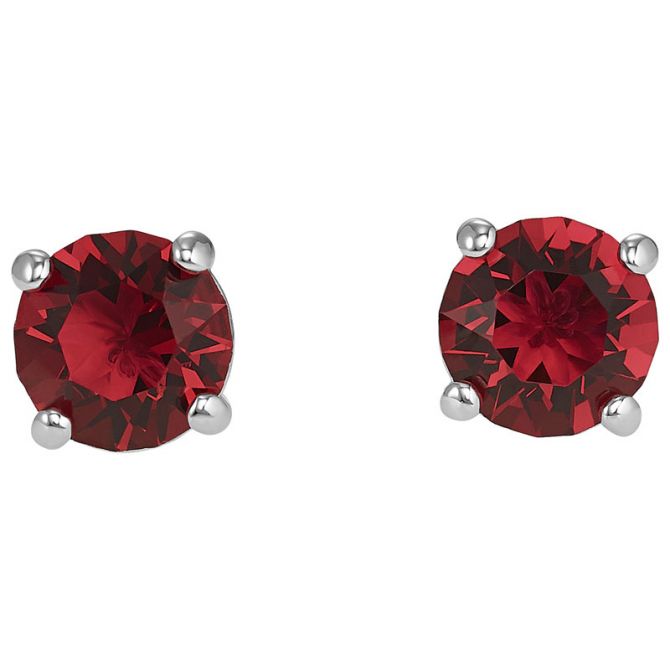 Swarovski Attract Stud Pierced Earrings, Red in Silver Tone