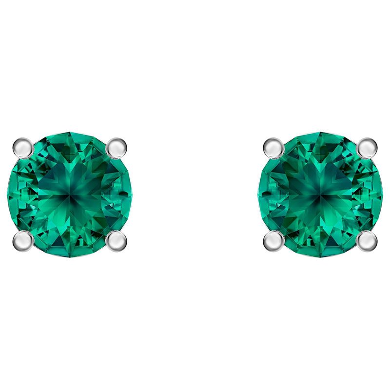 Swarovski Attract Stud Pierced Earrings, Green in Silver Tone Borsheims