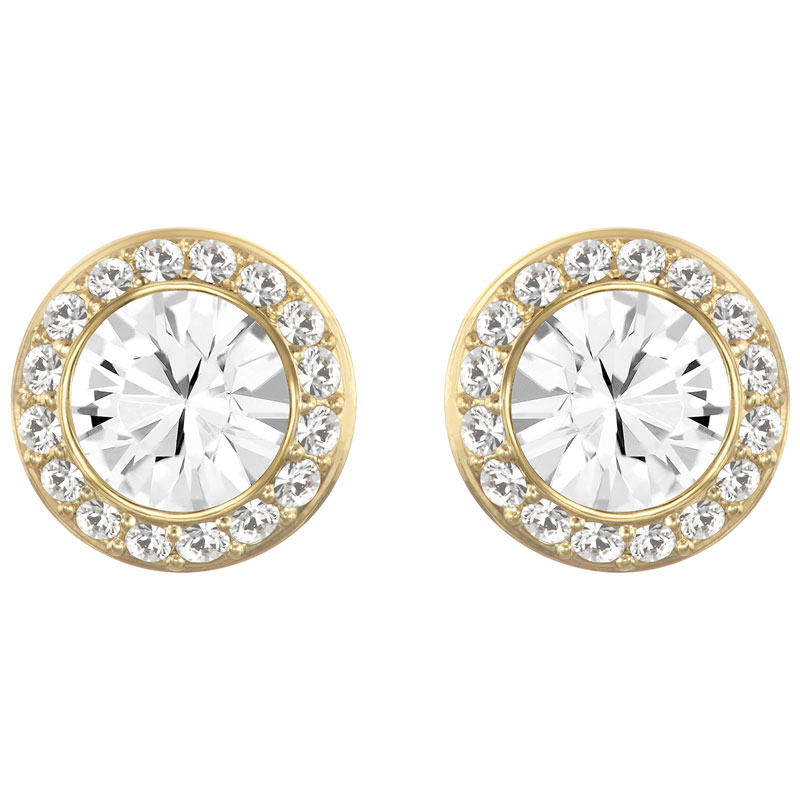 Swarovski Angelic Stud Pierced Earrings, White in Gold Tone