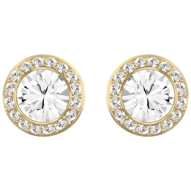 Swarovski Angelic Stud Pierced Earrings, White in Gold Tone