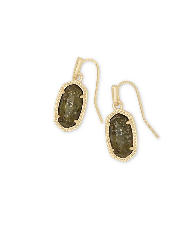 Kendra Scott Lee Gold Drop Earring in Olive Epidote