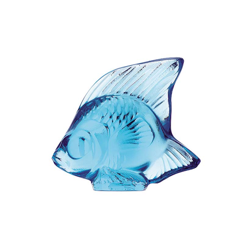 Lalique Fish Figurine, Light Blue