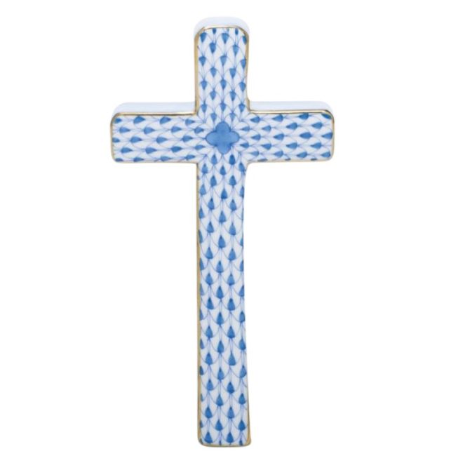 Herend Cross Figurine, Blue